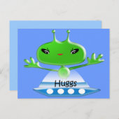 Groene buitenruimtetuigen met ruimtevaartuig briefkaart (Voorkant / Achterkant)