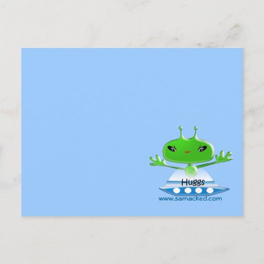 Groene buitenruimtetuigen met ruimtevaartuig briefkaart (Achterkant)