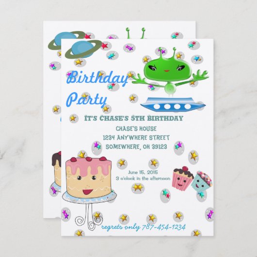 Groene buitenruimtetuigen met ruimtevaartuig kaart (Voorkant / Achterkant)