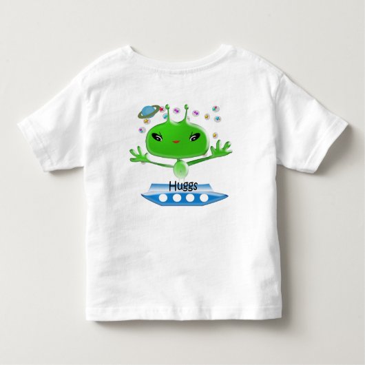 Groene buitenruimtetuigen met ruimtevaartuig kinder shirts (Achterkant)
