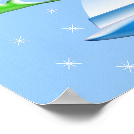 Groene buitenruimtetuigen met ruimtevaartuig poster (Hoek)