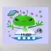 Groene buitenruimtetuigen met ruimtevaartuig poster (Voorkant)