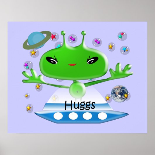 Groene buitenruimtetuigen met ruimtevaartuig poster (Voorkant)