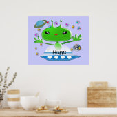 Groene buitenruimtetuigen met ruimtevaartuig poster (Keuken)