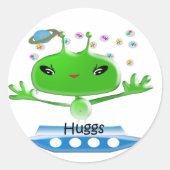 Groene buitenruimtetuigen met ruimtevaartuig ronde sticker (Voorkant)