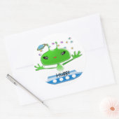 Groene buitenruimtetuigen met ruimtevaartuig ronde sticker (Envelop)