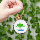 Groene buitenruimtetuigen met ruimtevaartuig sleutelhanger (Hand)