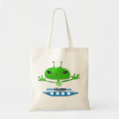 Groene buitenruimtetuigen met ruimtevaartuig tote bag (Voorkant)