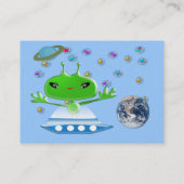 Groene buitenruimtetuigen met ruimtevaartuig visitekaartje (Achterkant)