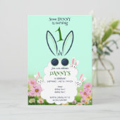 Groene Bunny Bloemtuin Lente Zomer Verjaardag Kaart (Staand voorkant)