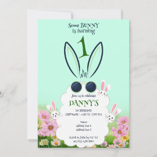 Groene Bunny Bloemtuin Lente Zomer Verjaardag Kaart