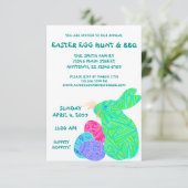 Groene Bunny Easter Egg Hunt & BBQ Custom Invite Kaart (Staand voorkant)