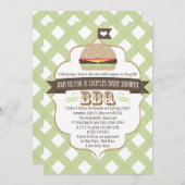 Groene Burger Couples BBQ Baby Shower Invitations Kaart (Voorkant / Achterkant)