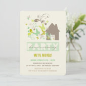 Groene Butterflies Burst House Warming Party nodig Kaart (Staand voorkant)