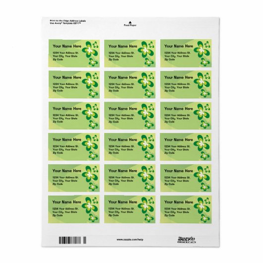 Groene Butterflies Etiket (Full Sheet)