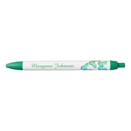  groene butterflies Gepersonaliseerde Inkt Pen (Voorkant)