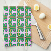 Groene Butterflies-handdoek Theedoek (Quarter Fold)