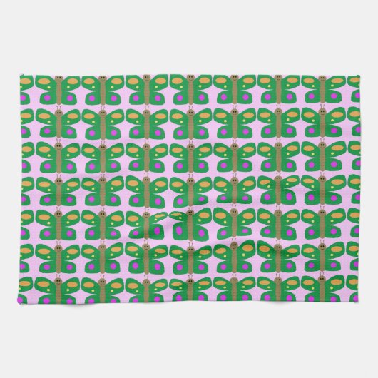 Groene Butterflies-handdoek Theedoek (Horizontaal)