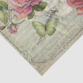 Groene Butterflies in een roze roze Rozenland Tissuepapier (Detail)