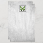 Groene Butterfly - Aangepaste schrijfbenodigdheden Briefpapier (Voorkant / Achterkant)