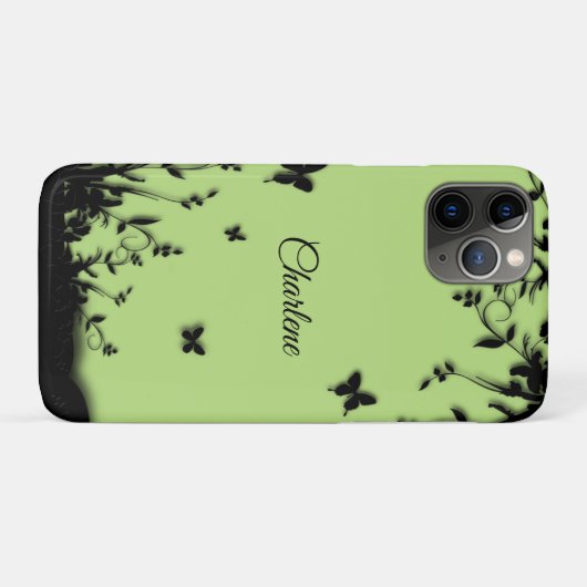 Groene Butterfly Garden Persoonlijke naam Case-Mate iPhone Case (Achterkant (horizontaal))