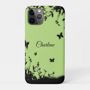 Groene Butterfly Garden Persoonlijke naam Case-Mate iPhone Case