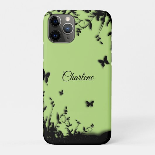 Groene Butterfly Garden Persoonlijke naam Case-Mate iPhone Case (Achterkant)