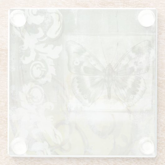 Groene Butterfly Inset with Ironwork Gate Glazen Onderzetter (Achterkant)