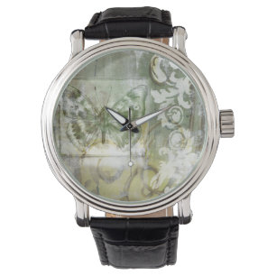 Groene Butterfly Inset with Ironwork Gate Horloge