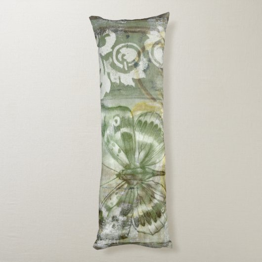 Groene Butterfly Inset with Ironwork Gate Lichaamskussen (Achterkant (Verticaal))