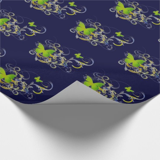 Groene Butterflys Cadeaupapier (Hoek)