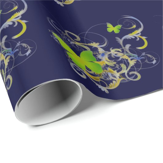 Groene Butterflys Cadeaupapier (Rol Hoek)