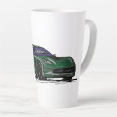 Groene C7 sportwagen handgetekende schets Latte Mok (Rechterhoek)