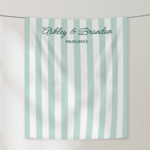 Groene Cabana Streep Persoonlijke Trouwdag Wandkleed