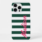 Groene Cabana Strepen Retro Monogram iPhone Hoesje (Achterkant)