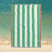 Groene Cabana Stripe & Aangepast Blauw Monogram Deken