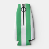 Groene Cabana Stripe & Aangepast Blauw Monogram Flesjeskoeler (Achterkant)