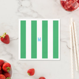 Groene Cabana Stripe & Aangepast Blauw Monogram Servet