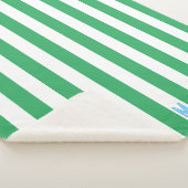 Groene Cabana Stripe & Aangepast Blauw Monogram Sherpa Deken (3/4)