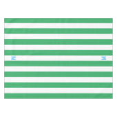 Groene Cabana Stripe & Aangepast Blauw Monogram Tafelkleed (Voorkant (Horizontaal))