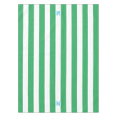 Groene Cabana Stripe & Aangepast Blauw Monogram Tafelkleed (Voorkant)