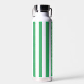 Groene Cabana Stripe & Aangepast Blauw Monogram Waterfles (Voorkant)