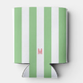 Groene Cabana Stripe en gepersonaliseerd roze mono Blikjeskoeler (Achterkant)