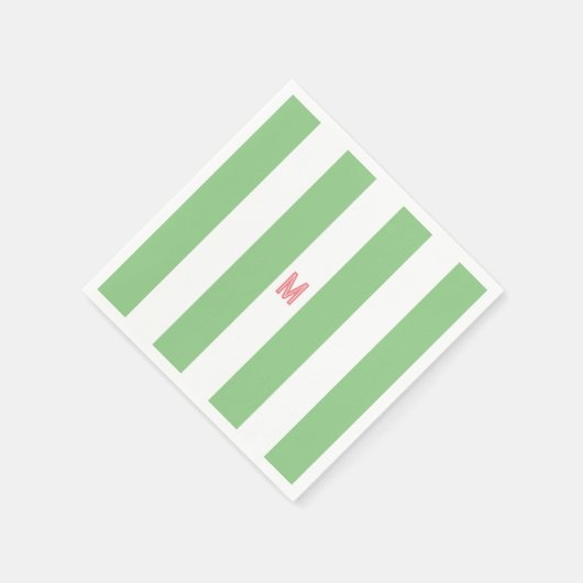 Groene Cabana Stripe en gepersonaliseerd roze mono Servet (Hoek)
