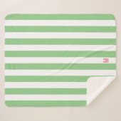 Groene Cabana Stripe en gepersonaliseerd roze mono Sherpa Deken (Voorkant (horizontaal))