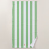 Groene Cabana Stripe en gepersonaliseerd roze mono Strandlaken (Voorkant)
