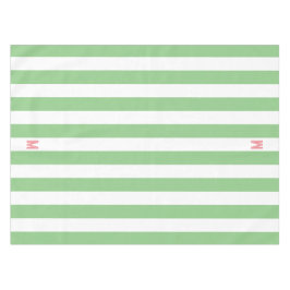 Groene Cabana Stripe en gepersonaliseerd roze mono Tafelkleed