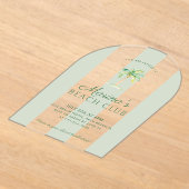 Groene Cabana Stripes Palm Beach Club Verjaardagsb Acryl Uitnodigingen (Laagn)