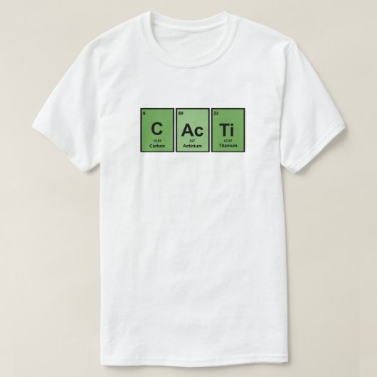Groene Cacti - Periodieke Lijst van Elementen T-shirt (Design voorkant)