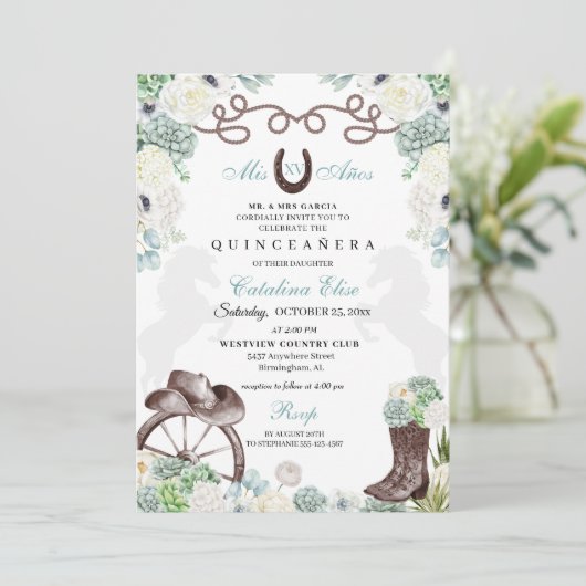 Groene Cacti Westelijke Hoefijzer Charra Quinceane Kaart (Staand voorkant)